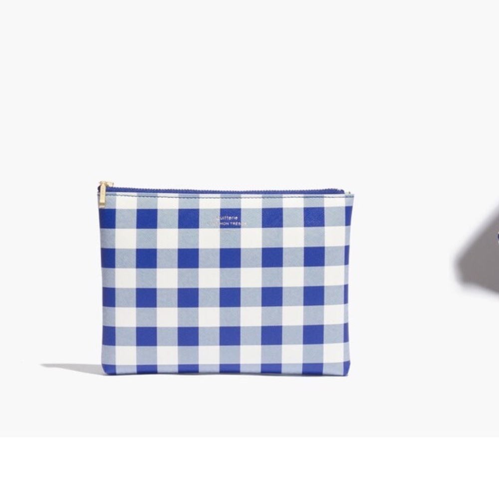 delfonics for madewell Blue Checkered gingham pouch